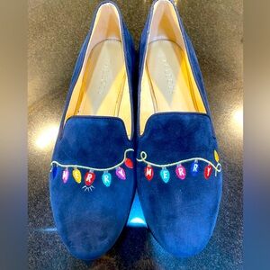 NEW Talbots Blue Velvet Christmas shoes, size 8 1/2.